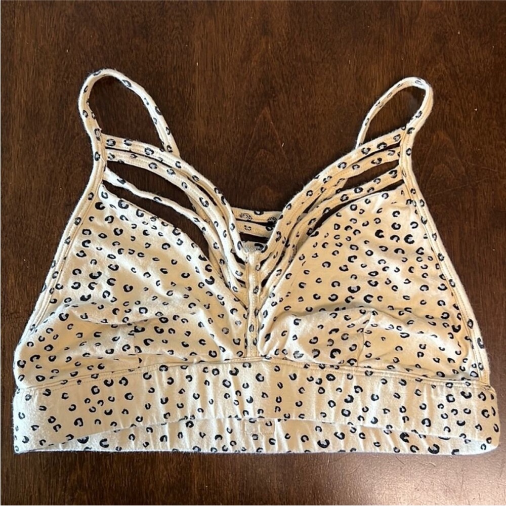 RVCA Leopard Animal Print Super Strappy Pull On Bralette Sports Bra M